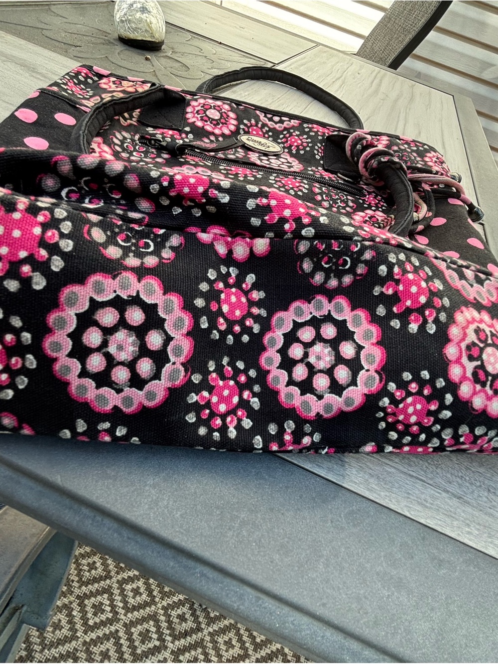 Donna Sharp Black and Pink Floral Tote Bag - Picture 5 of 5